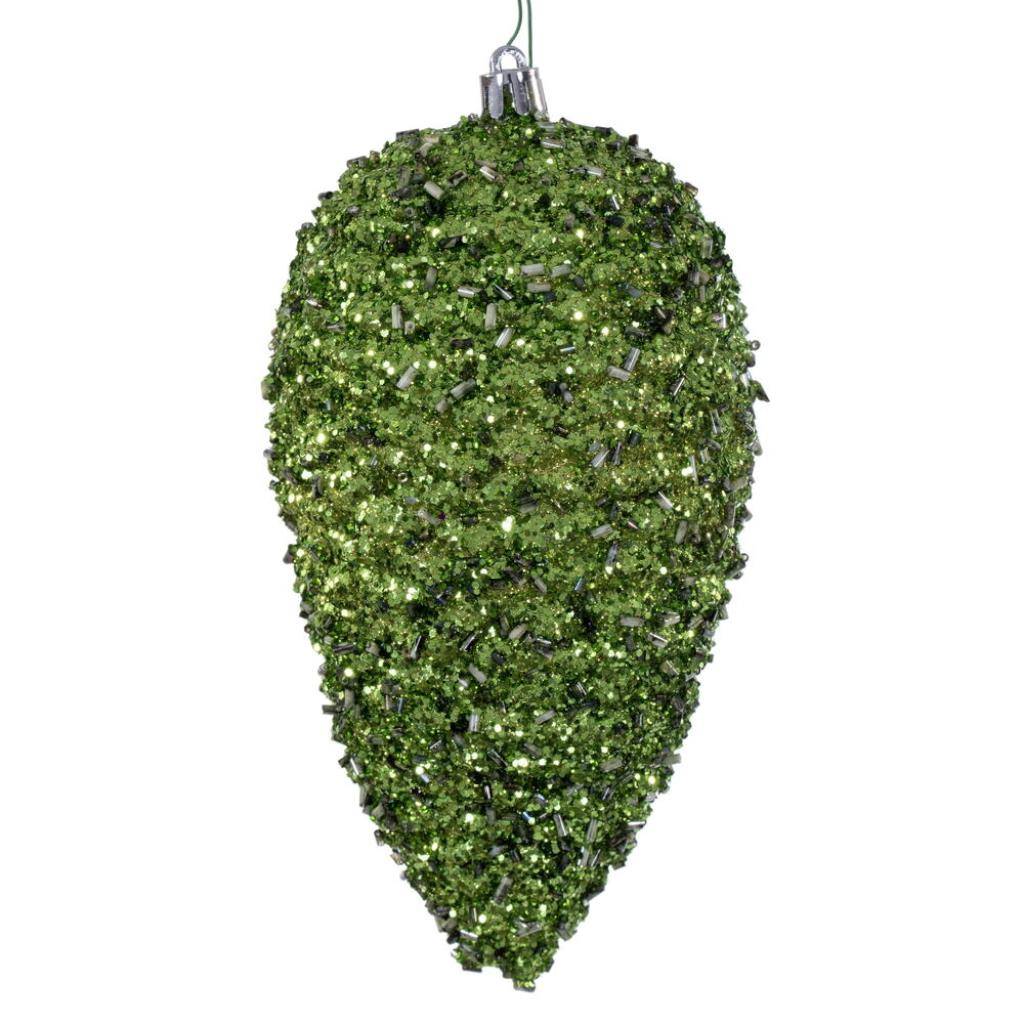 7" Olive Glitter Blue Christmas Ornament (4 Pack) 1