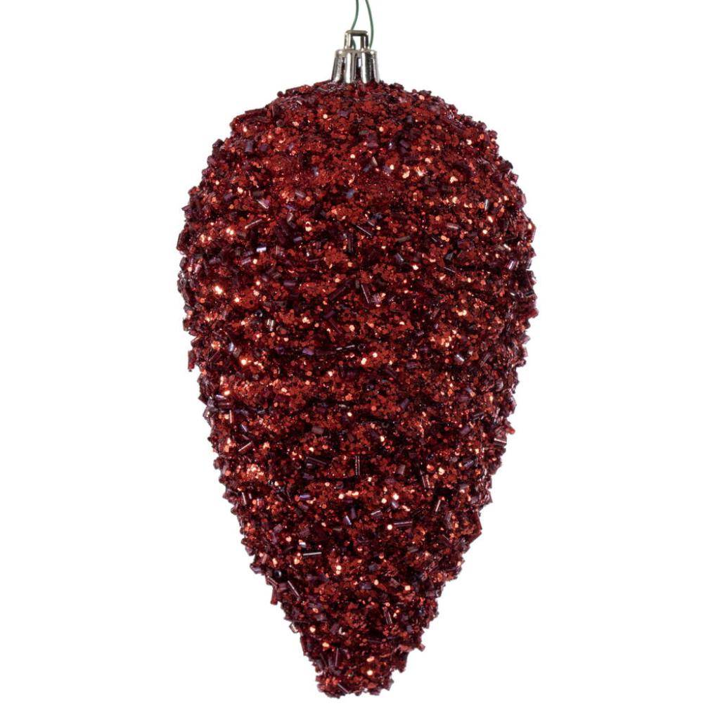 7" Burgundy  Glitter Blue Christmas Ornament (4 Pack) 1