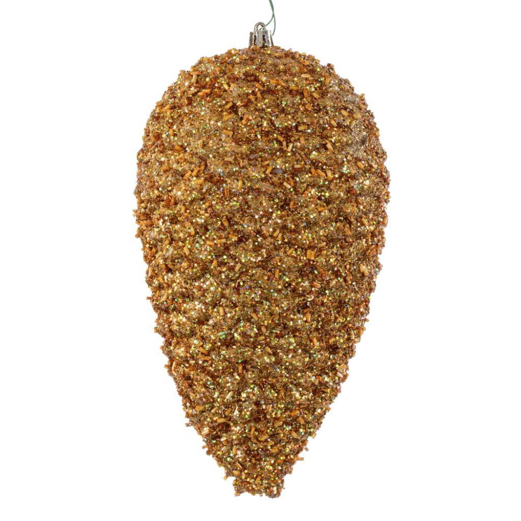 10" Gold Glitter Pinecone Christmas Ornament (2 Pack) 1