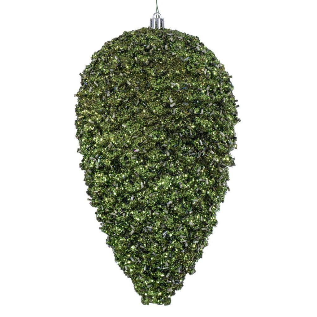 10" Olive Glitter Pinecone Christmas Ornament (2 Pack) 1