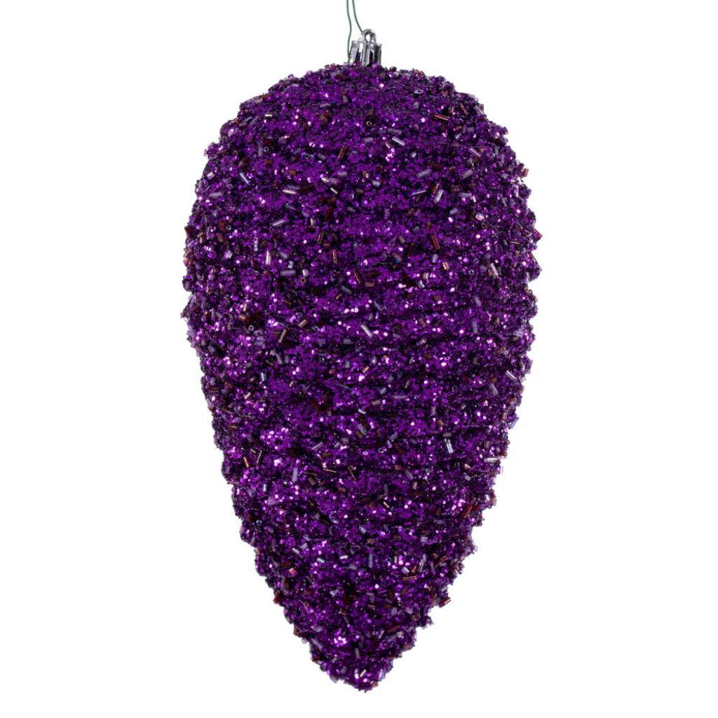 10" Plum Glitter Pinecone Christmas Ornament (2 Pack) 1
