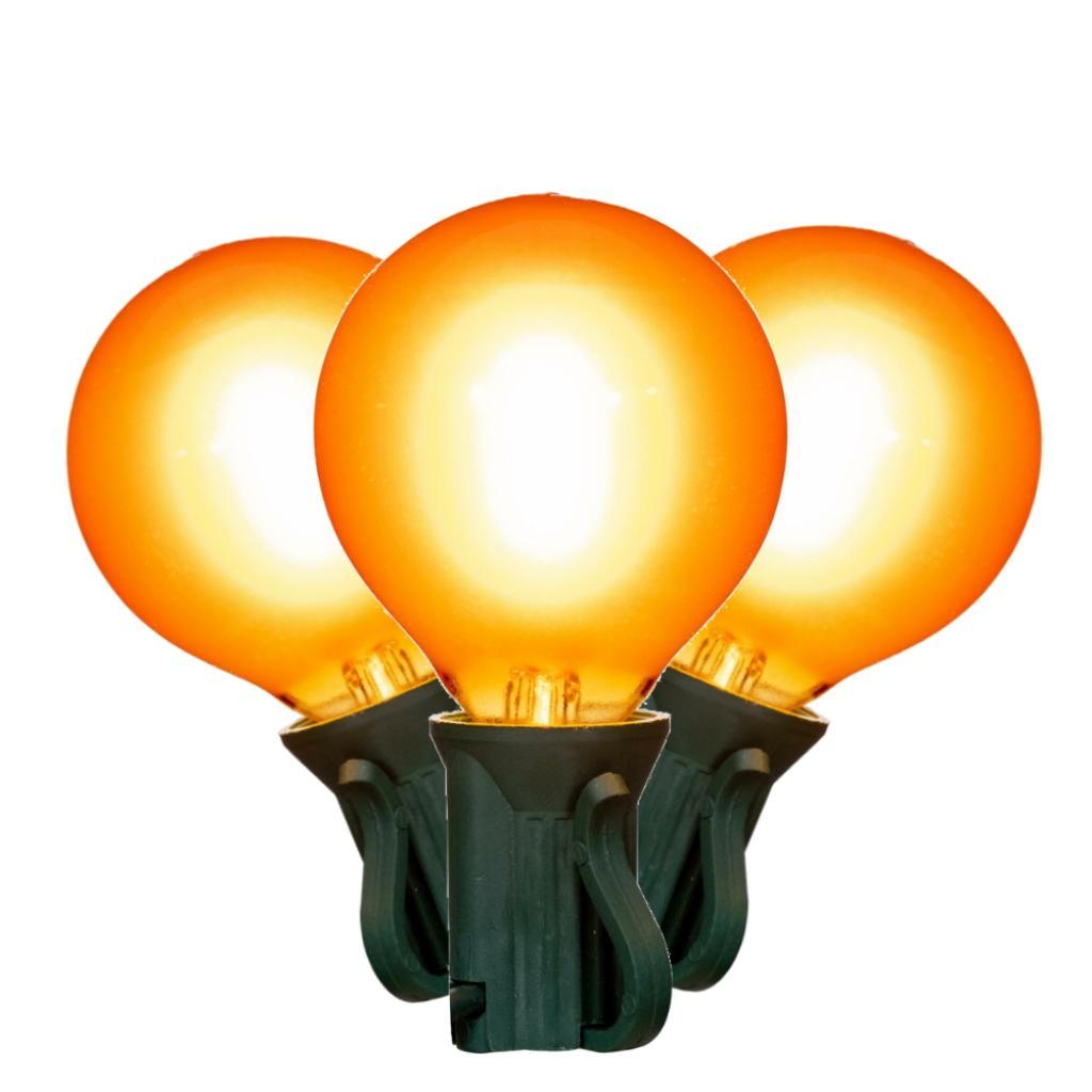 18 Light 0.6 watt 120 volt G40 Candelabra Screw Base Green Wire Amber LED String Light Set 1