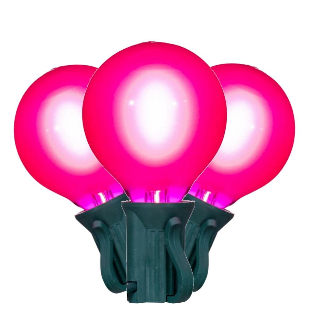 18 Light 0.6 watt 120 volt G40 Candelabra Screw Base Green Wire Pink  LED String Light Set 1