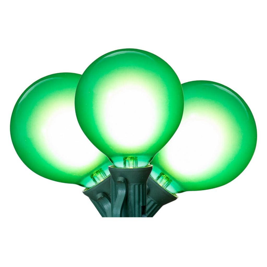 15 Light 0.6 watt 120 volt G50 Candelabra Screw Base Green Wire Green LED String Light Set 1