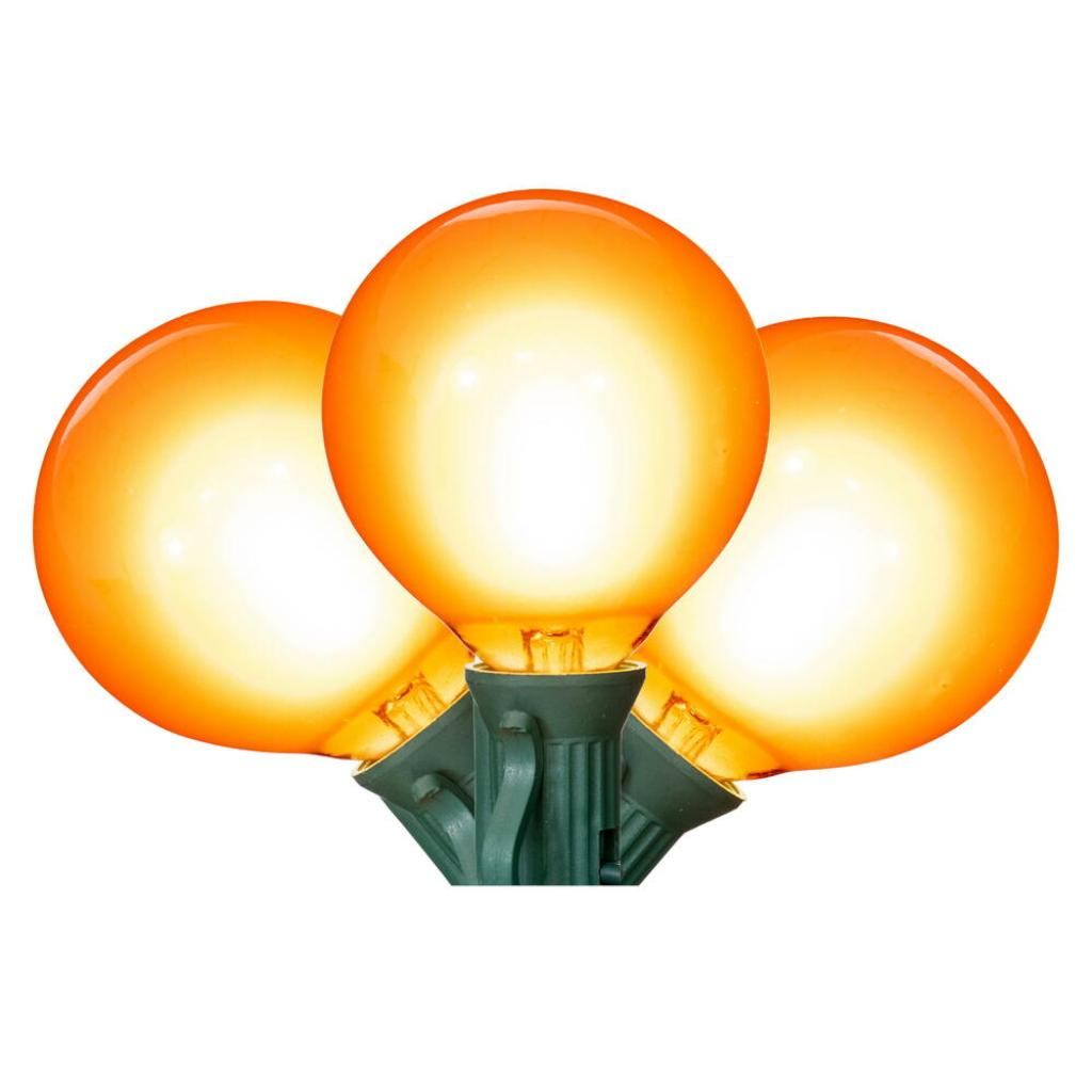 15 Light 0.6 watt 120 volt G50 Candelabra Screw Base Green Wire Amber LED String Light Set 1