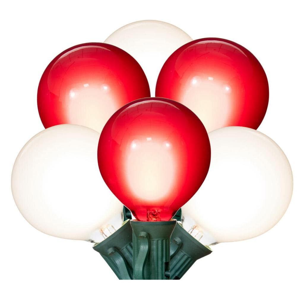 15 Light 0.6 watt 120 volt G50 Candelabra Screw Base Green Wire Red/White LED String Light Set 1