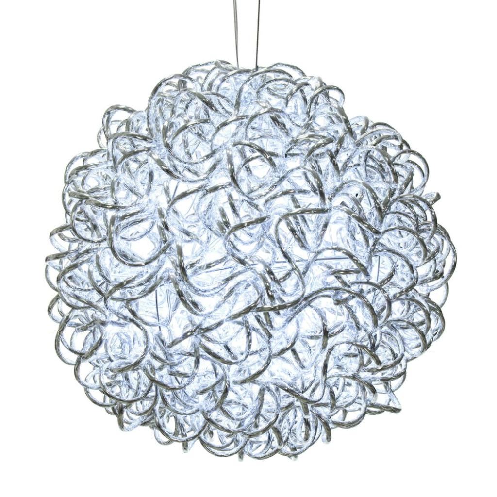 14" 120 Light Pure White Spiral Silver Aluminum LED Sphere 1