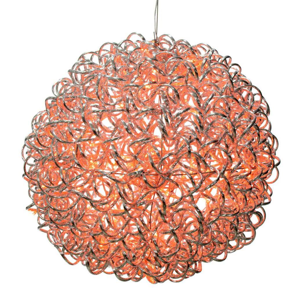 18" 180 Light Orange Spiral Silver Aluminum LED Sphere 1