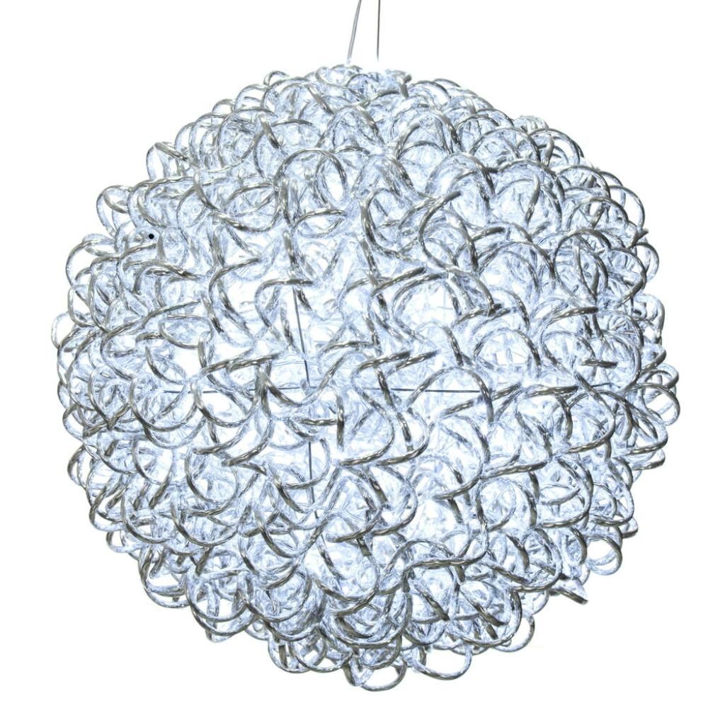 18" 180 Light Pure White Spiral Silver Aluminum LED Sphere 1