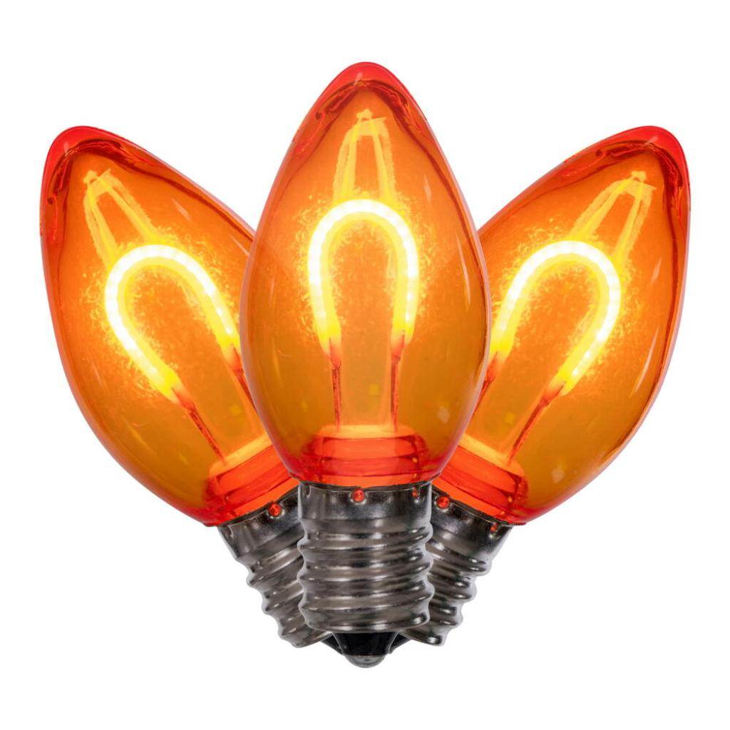 0.6 watt 120 volt C7 Candelabra Screw Base Amber Replacement LED Light Bulb (25 Pack) 1