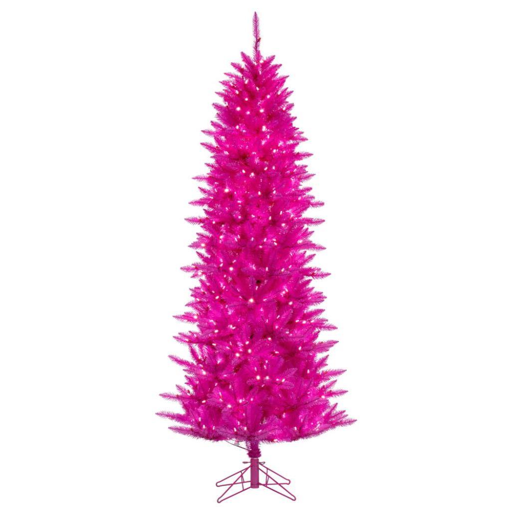 4.5' x 24" Hot Pink Unlit 250 Light Artificial Christmas Tree 1