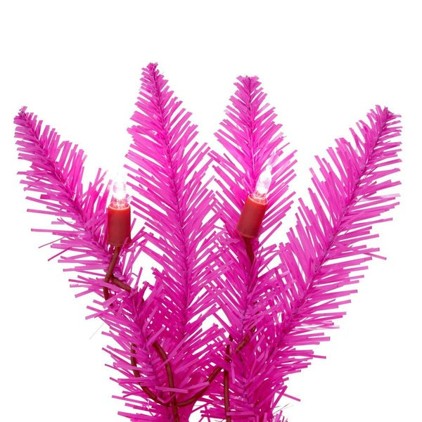 24" Hot Pink 50 Light Artificial Christmas Wreath 2
