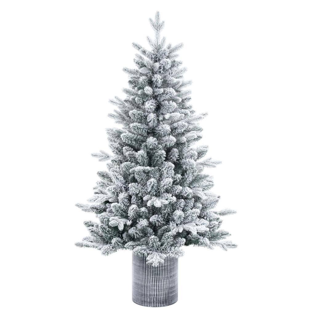 4.5' x 30" Frosted Potted Spruce Unlit Artificial Christmas Tree 1