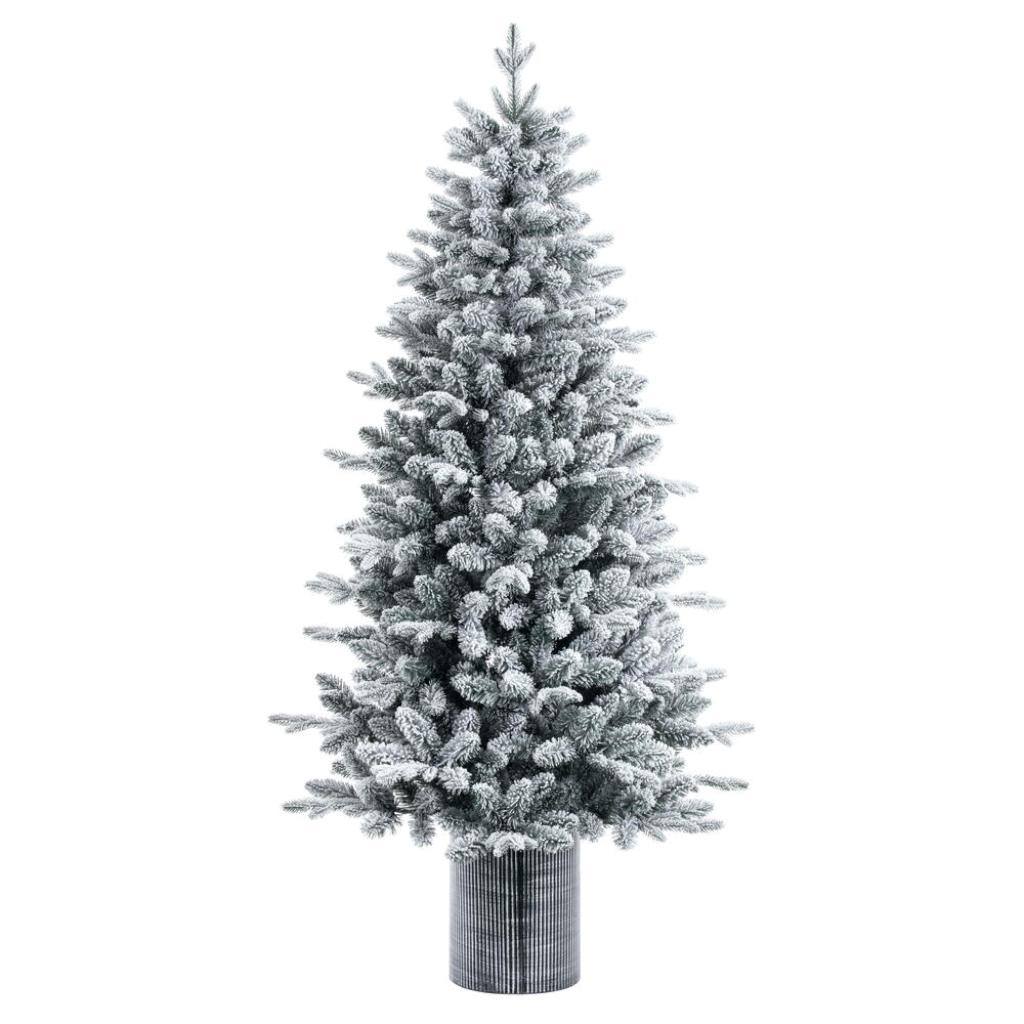 6' x 39" Frosted Potted Spruce Tree Unlit  Artificial Christmas Tree 1
