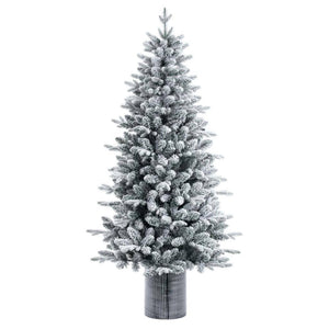 6' x 39" Frosted Potted Spruce Tree Unlit  Artificial Christmas Tree 1
