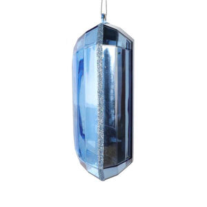 8" Baby Blue Rectangle Jewel Glitter Christmas Ornament Assortment (2 Pack) 2