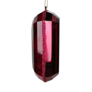 8" Burgundy Rectangle Jewel Glitter Christmas Ornament Assortment (2 Pack) 2