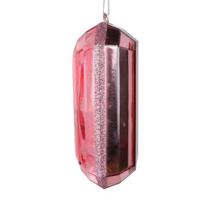 8" Baby Pink Rectangle Jewel Glitter Christmas Ornament Assortment (2 Pack) 2