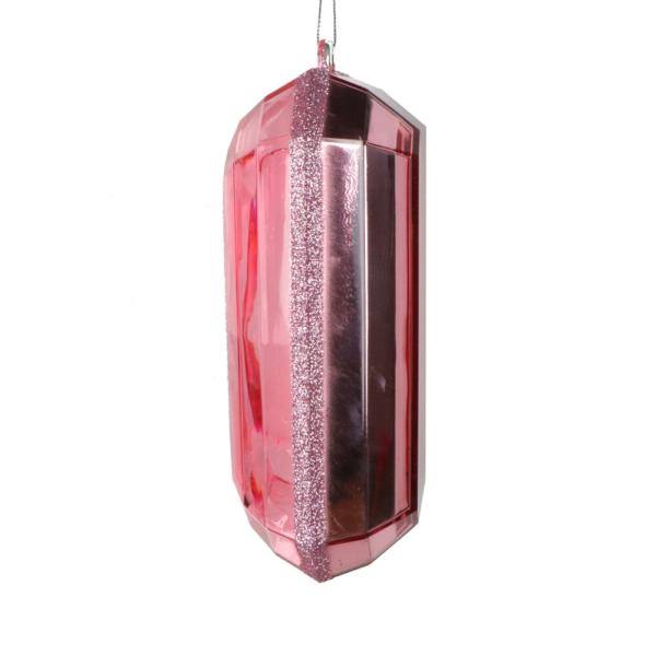 8" Baby Pink Rectangle Jewel Glitter Christmas Ornament Assortment (2 Pack) 2