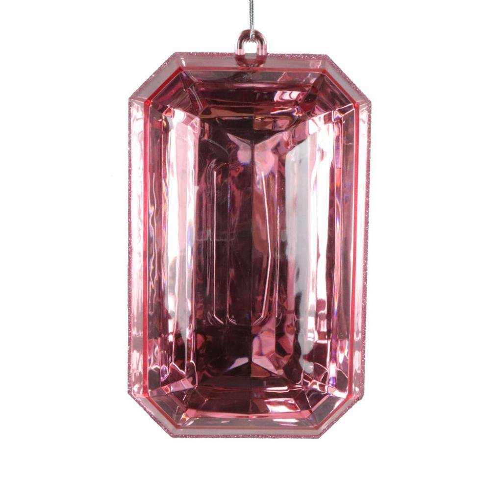 8" Baby Pink Rectangle Jewel Glitter Christmas Ornament Assortment (2 Pack) 1