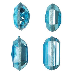 4-5" Turquoise Jewel Glitter Christmas Ornament Assortment (4 Pack) 2