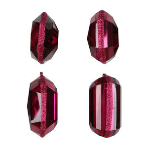 4-5" Burgundy Jewel Glitter Christmas Ornament Assortment (4 Pack) 2