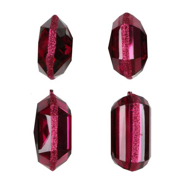 4-5" Burgundy Jewel Glitter Christmas Ornament Assortment (4 Pack) 2