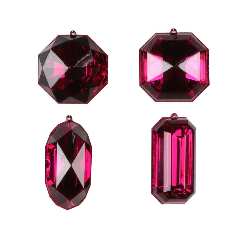 4-5" Burgundy Jewel Glitter Christmas Ornament Assortment (4 Pack) 1