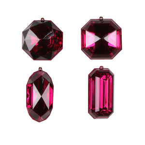 4-5" Burgundy Jewel Glitter Christmas Ornament Assortment (4 Pack) 1