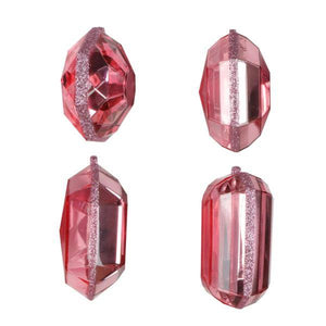 4-5" Baby Pink Jewel Glitter Christmas Ornament Assortment (4 Pack) 2