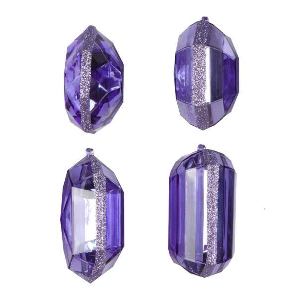 4-5" Lavender Jewel Glitter Christmas Ornament Assortment (4 Pack) 2
