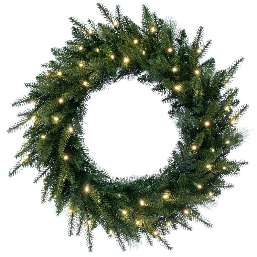 30"  Berkley Mixed 50 Light Warm White Artificial Christmas Wreath 1