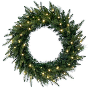 30"  Berkley Mixed 50 Light Warm White Artificial Christmas Wreath 1