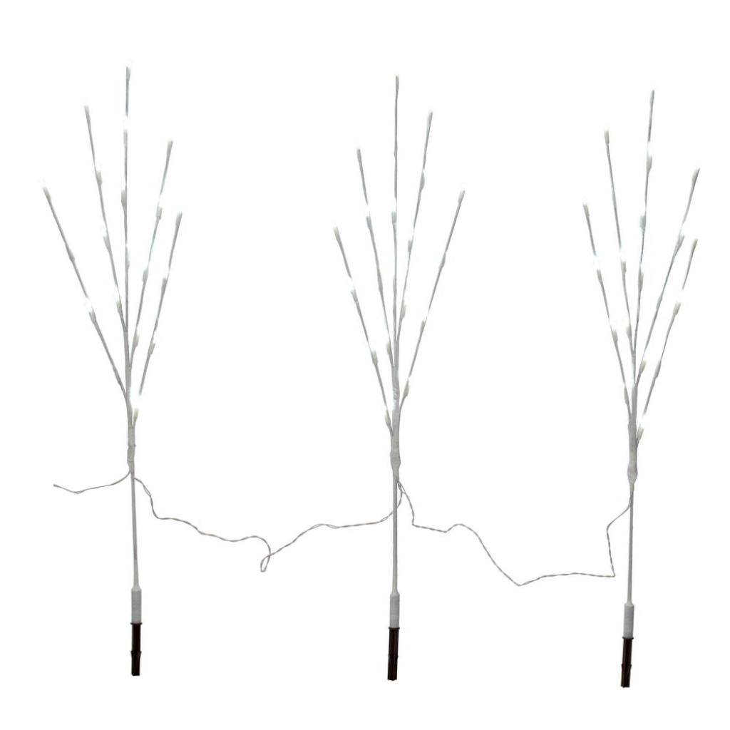 60 Light 36" Pure White Artificial Lighted Branch Artificial LED Twig Stake Lights (3 Pack) 1