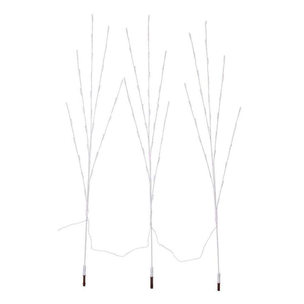 90 Light 60" Pure White Artificial Lighted Branch Artificial LED Twig Stake Lights (3 Pack) 1