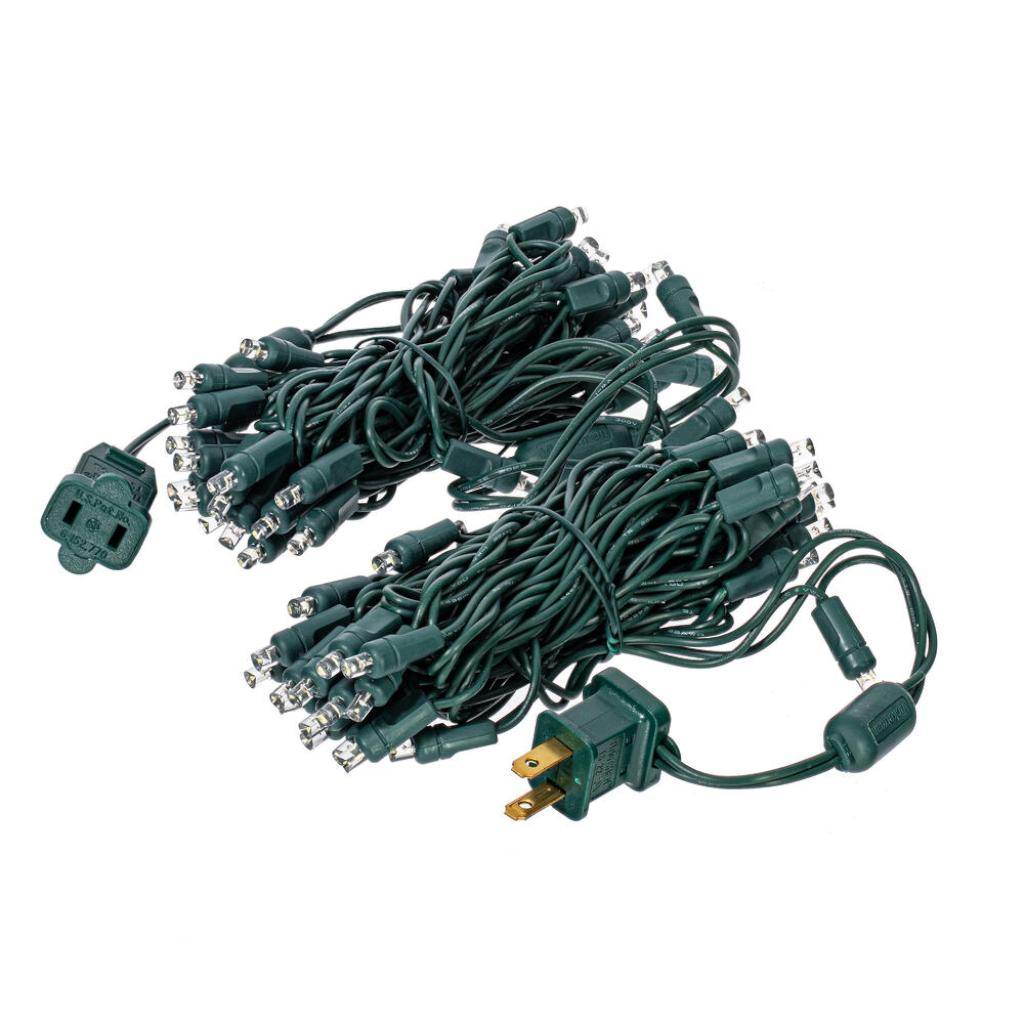 70 Light 23' Green Wire Cool White LED Christmas Light Set 1