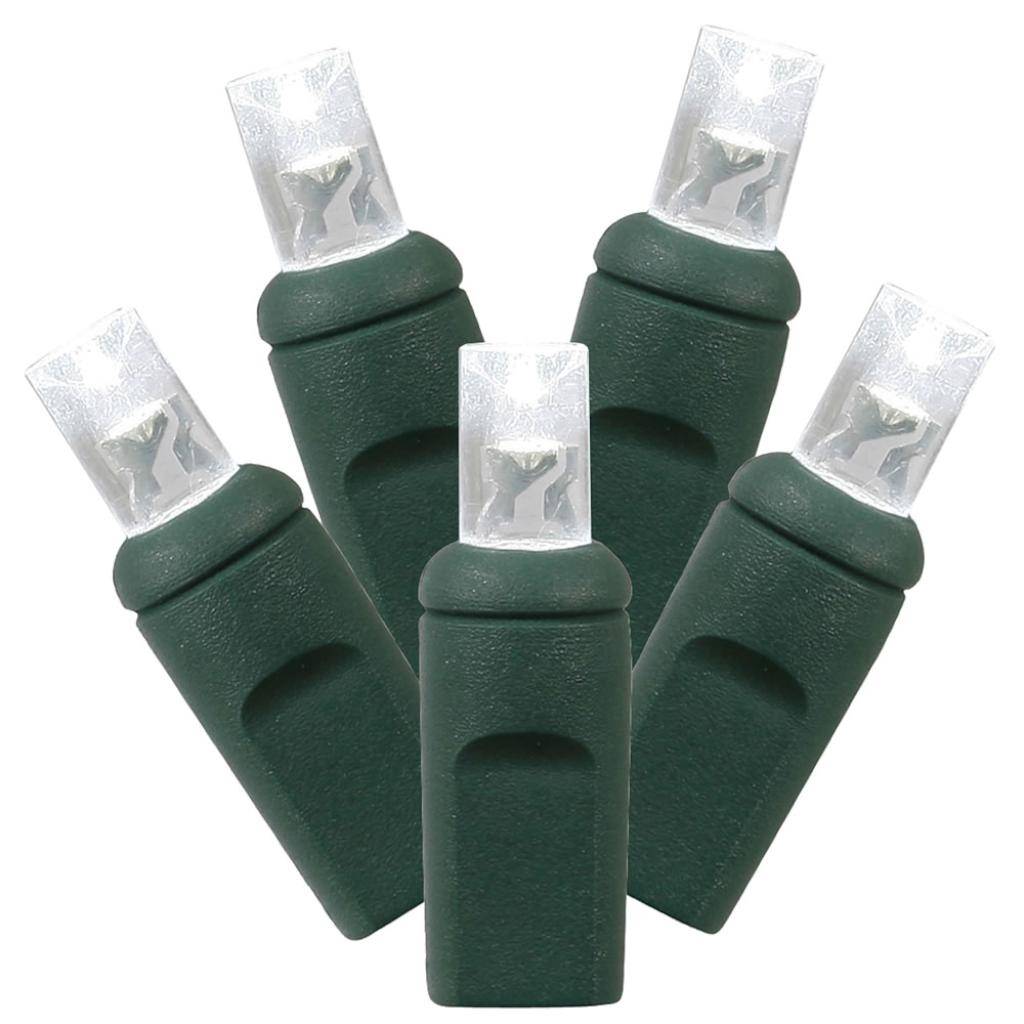 70 Light 23' Green Wire Pure White LED Christmas Light Set 1
