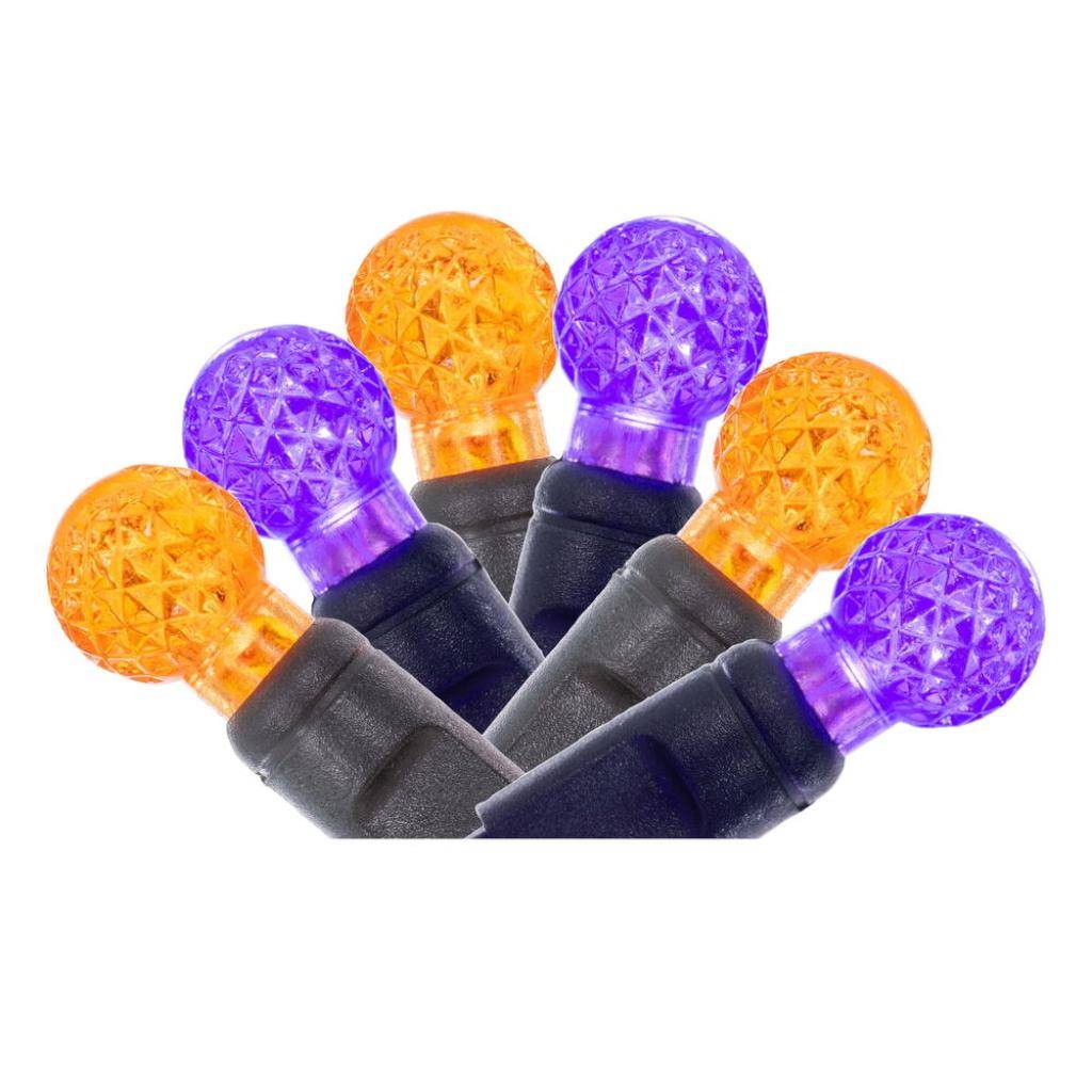 50 Light 16' G12 Black Wire Orange/Purple Christmas Light String Set 1