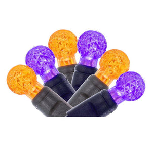 50 Light 16' G12 Black Wire Orange/Purple Christmas Light String Set 1