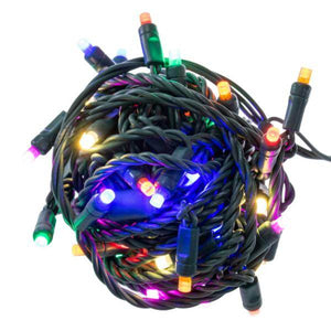 50 Light 25' Green Wire Multi-Color Frosted LED Christmas Light Set 2