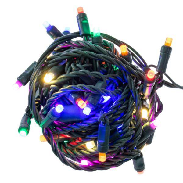 50 Light 25' Green Wire Multi-Color Frosted LED Christmas Light Set 2