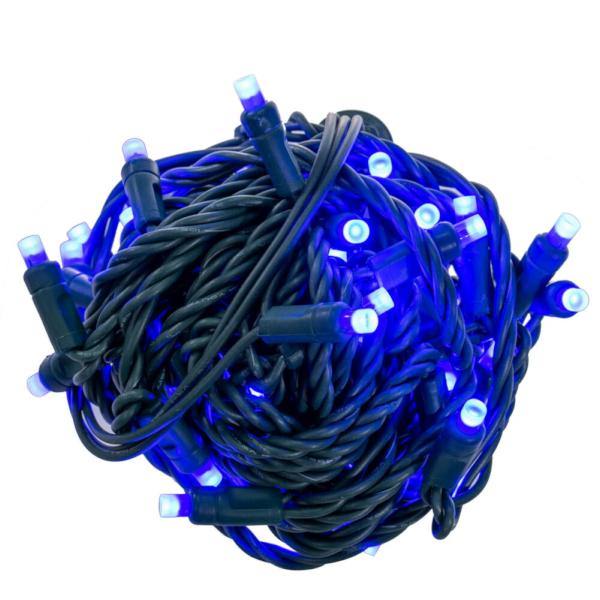 50 Light 25' Green Wire Blue LED Christmas Light Set 2