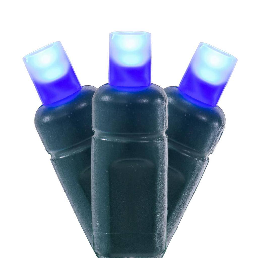 50 Light 25' Green Wire Blue LED Christmas Light Set 1