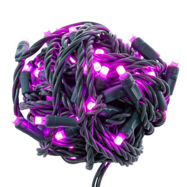 50 Light 25' Green Wire Pink Frosted LED Christmas Light Set 2