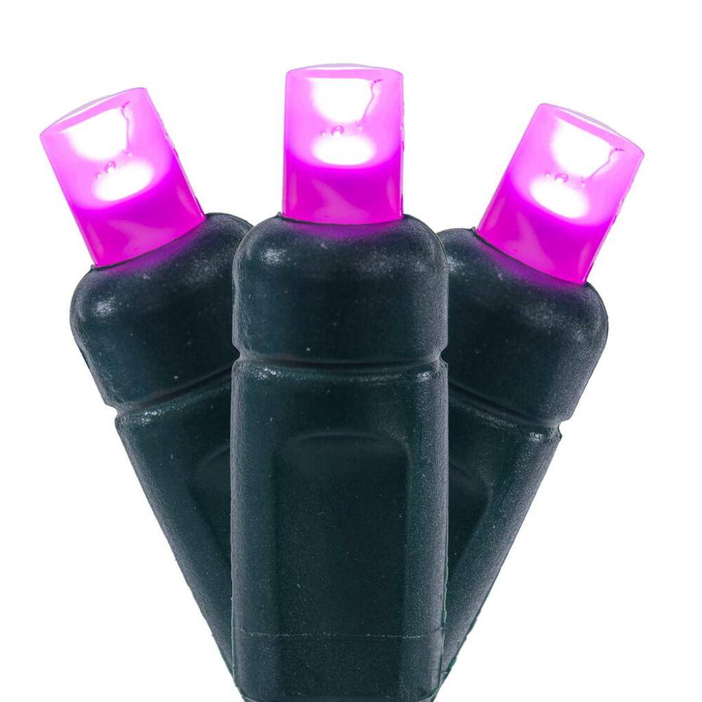 50 Light 25' Green Wire Pink Frosted LED Christmas Light Set 1