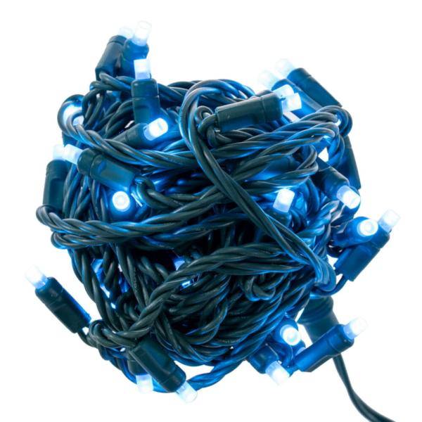 50 Light 25' Green Wire Teal Frosted LED Christmas Light Set 2