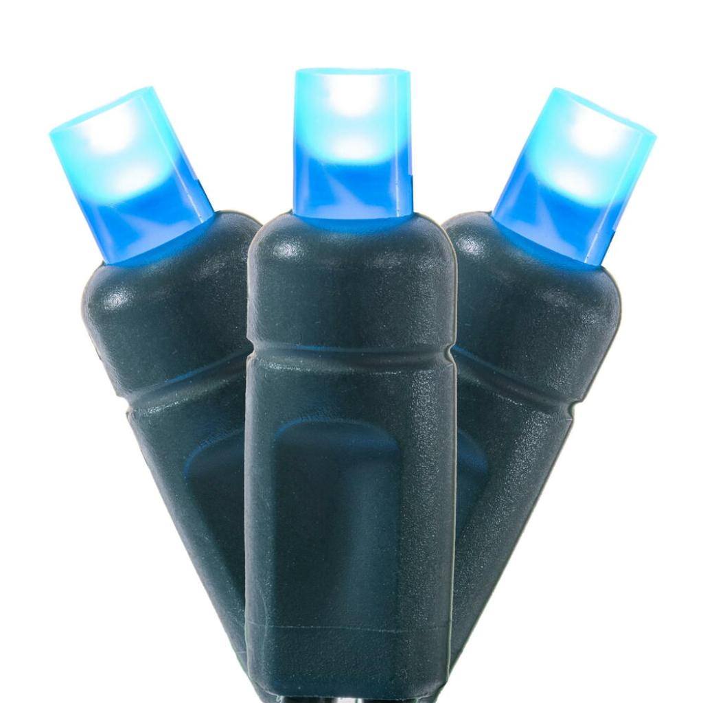 50 Light 25' Green Wire Teal Frosted LED Christmas Light Set 1