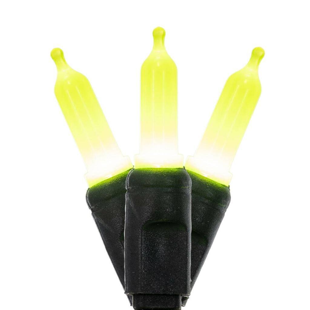 50 Light 16' T5 Black Wire Lime Christmas Light String Set 1