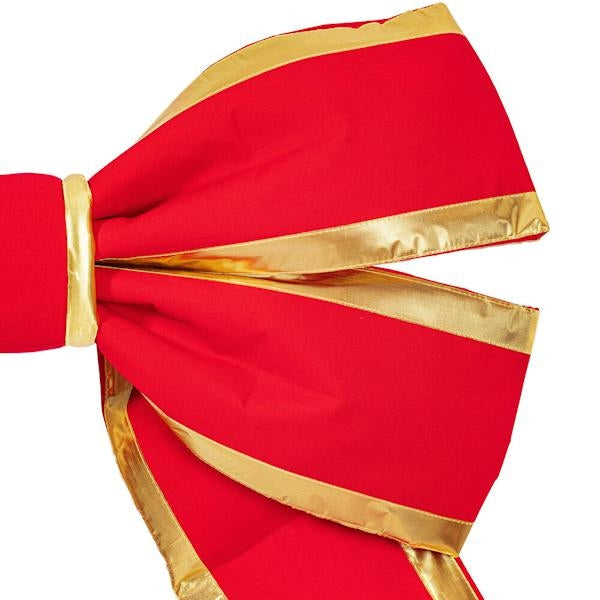 30" x 37.5" Red Canvas with Gold Trim Outdoor Christmas Bow 2