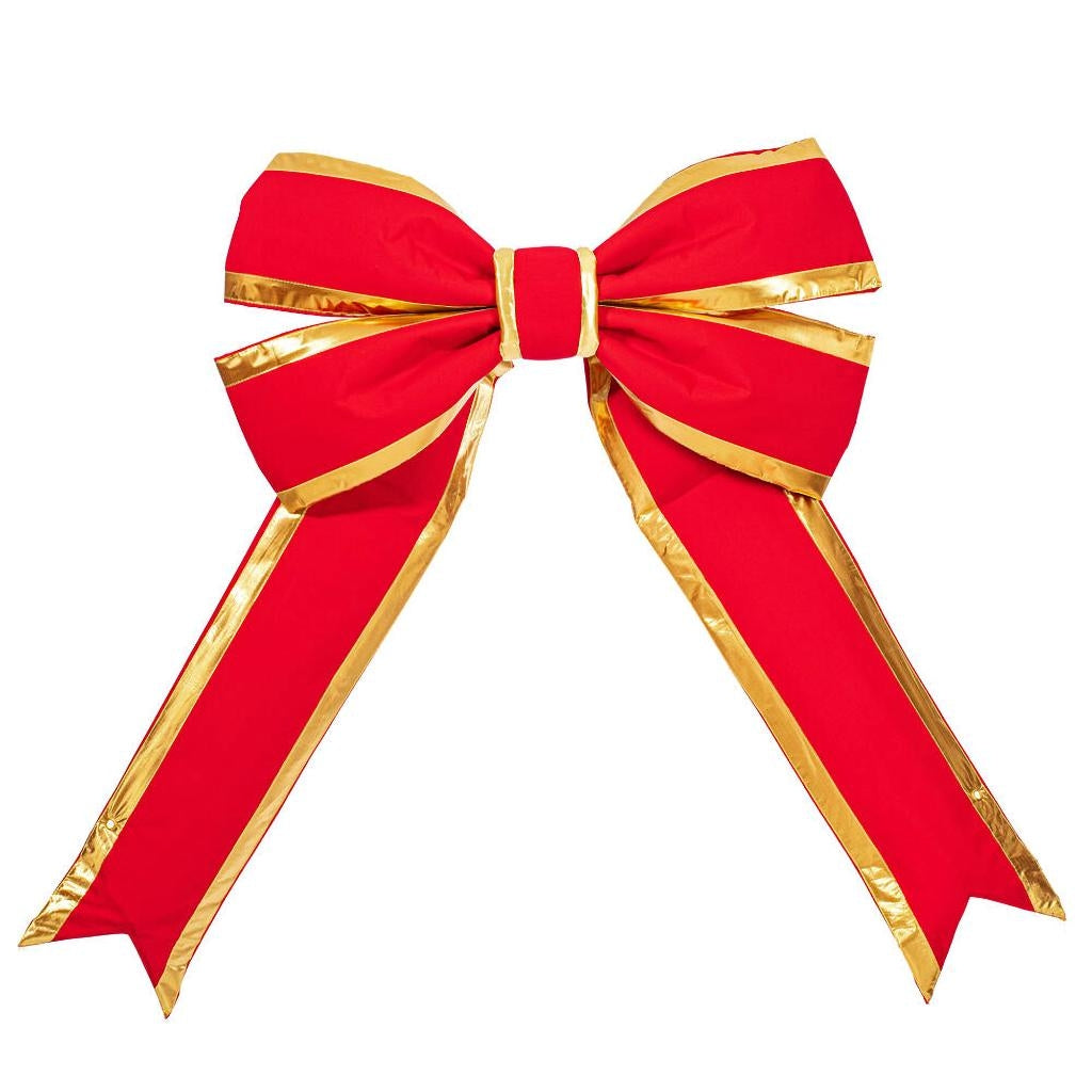 30" x 37.5" Red Canvas with Gold Trim Outdoor Christmas Bow 1